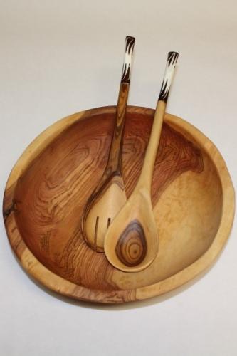 Salatbesteck mit weißen Beingriff