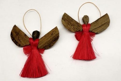 Engel aus Sisal h~7cm, rot