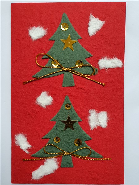 Grußkarte, "Weihnachtsbäume", 4 Stück