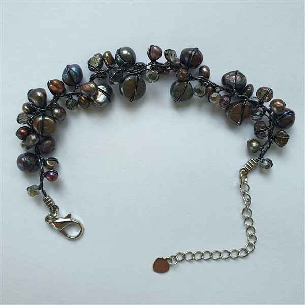 Armband, Perlen, "nachtblau"