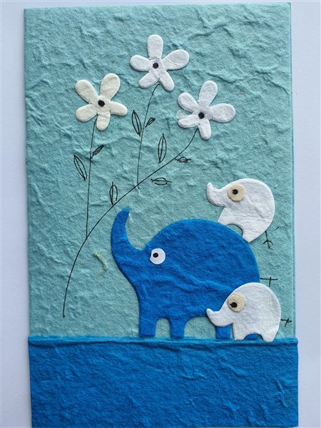 Grußkarte, "blauer Elefant"