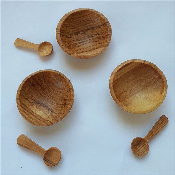 Holzschälchen, d~6cm, 3er-Set